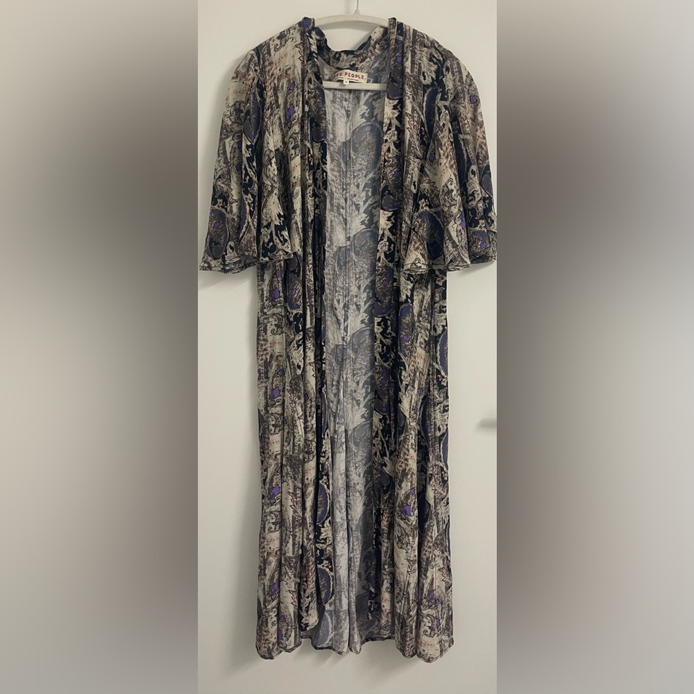 Free People XS Wild Nights printed duster kimono 100% viscose